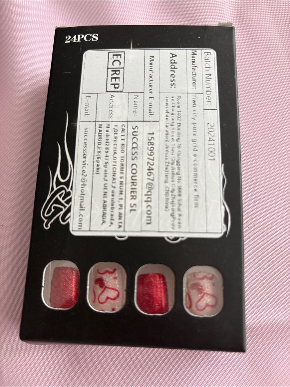 Press on Nails Short Length Glitter Red & White